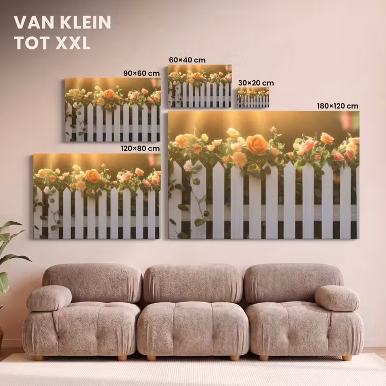 Canvas schilderij - Rozen - Hek - Zonlicht — 8