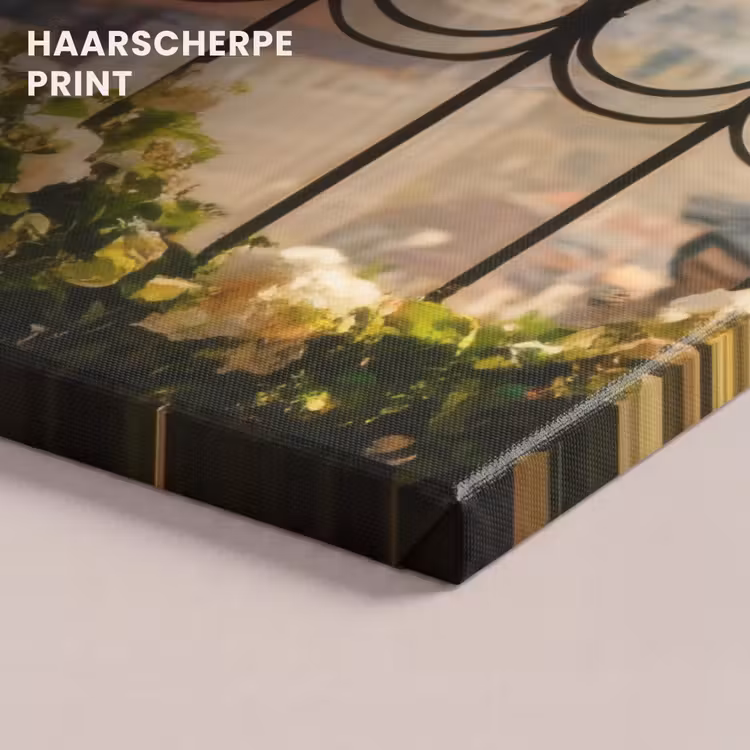 Canvas schilderij - Bloemen - Hek - Stadszicht - Zomer — 5