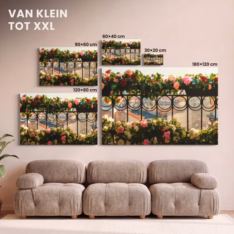 Canvas schilderij - Bloemen - Hek - Stadszicht - Zomer — 8
