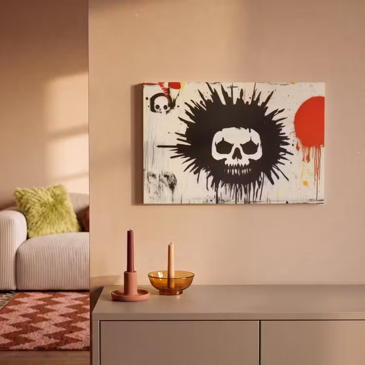 Canvas schilderij - Graffiti - Schedel - Abstract - Rood — 2
