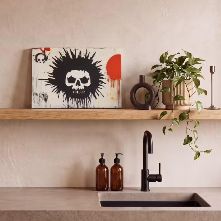 Canvas schilderij - Graffiti - Schedel - Abstract - Rood — 4