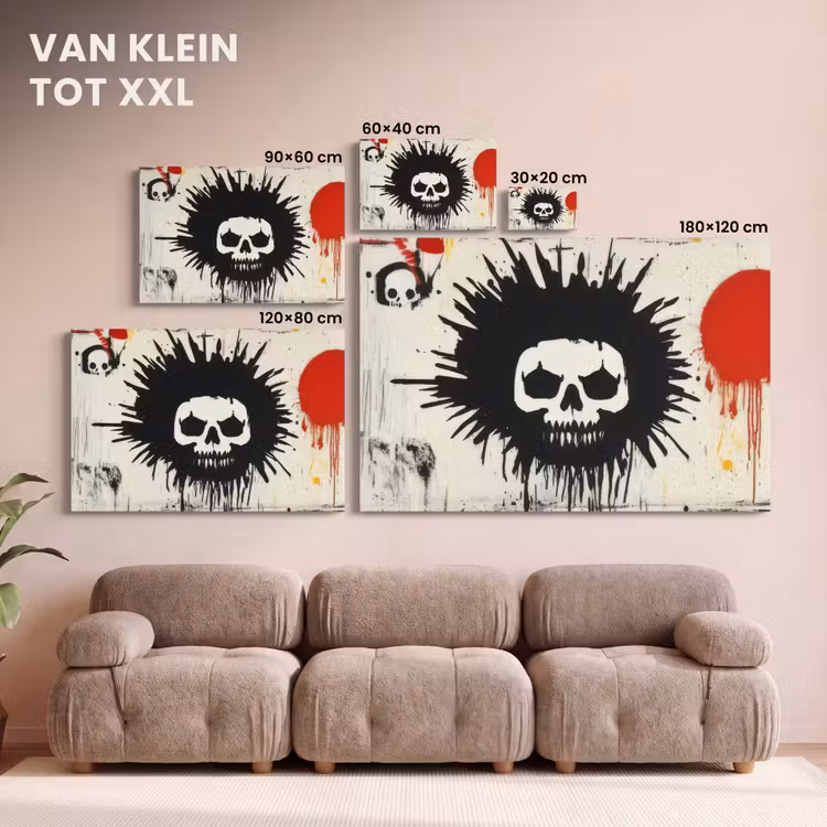 Canvas schilderij - Graffiti - Schedel - Abstract - Rood — 8