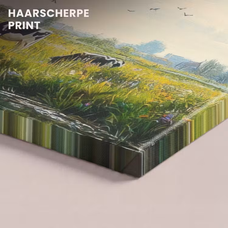 Canvas schilderij - Koeien - Windmolen - Weide - Blauw — 5