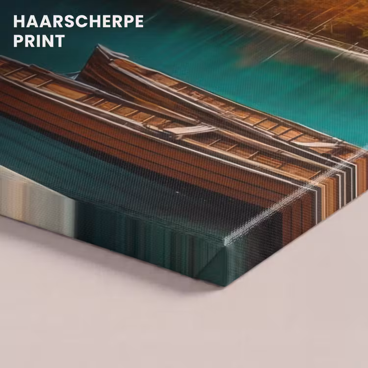 Canvas schilderij - Meer - Bergen - Zonsondergang - Boot — 5