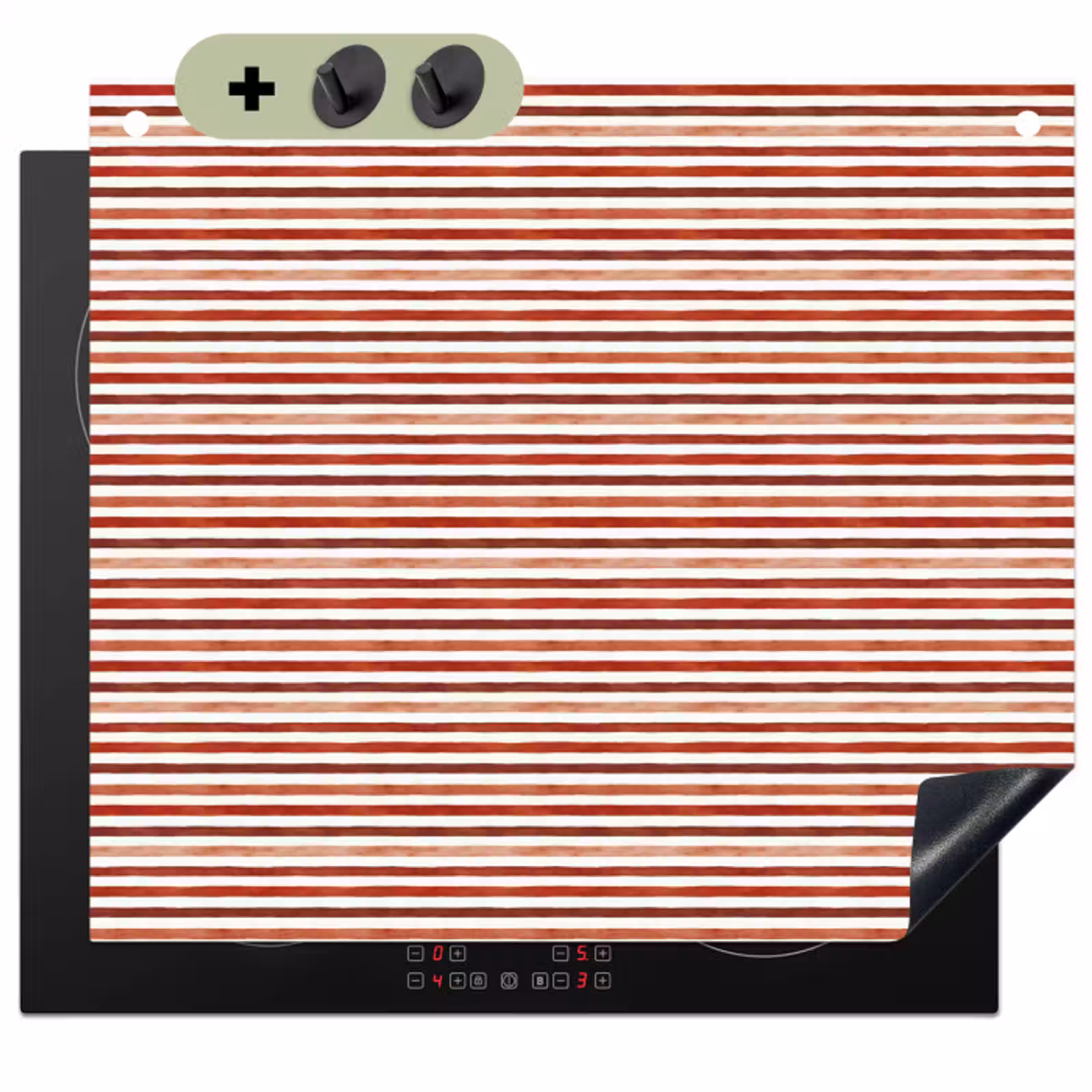Inductie beschermer en spatscherm (2in1) - Nautisch - Chic - Strepen - Rood — 1