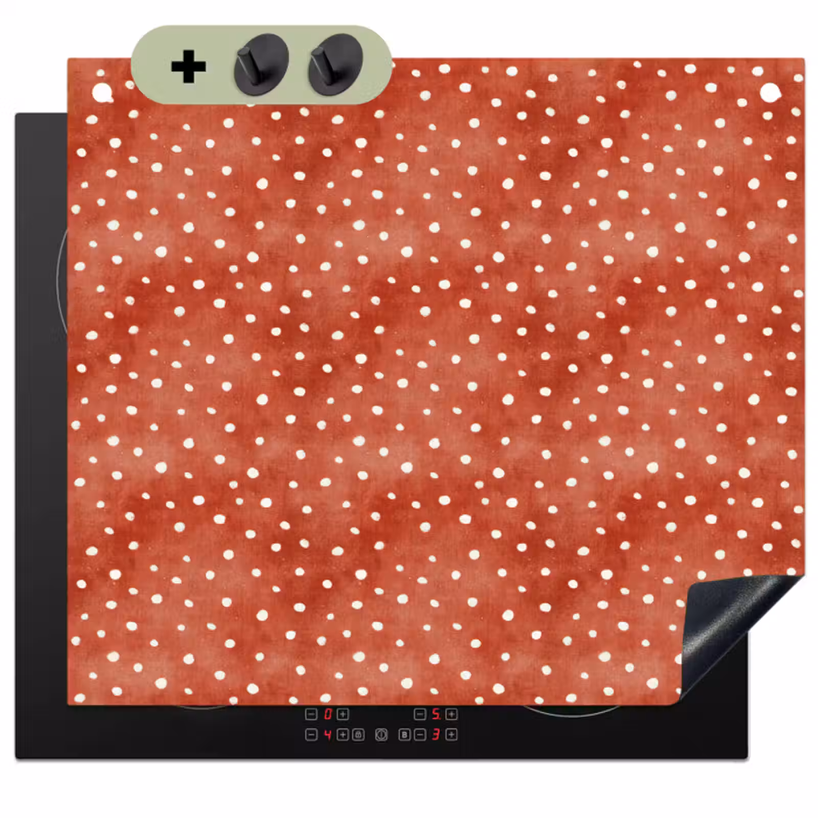Inductie beschermer en spatscherm (2in1) - Patroon - Stippen - Rood - Wit — 1
