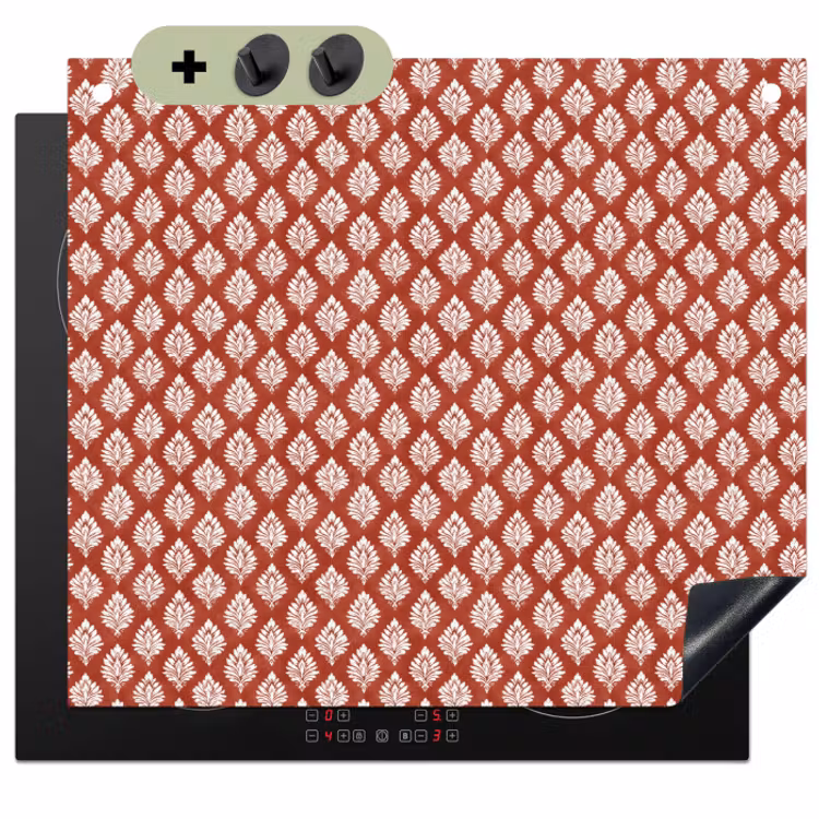Inductie beschermer en spatscherm (2in1) - Chic - Patroon - Rood - Wit — 1