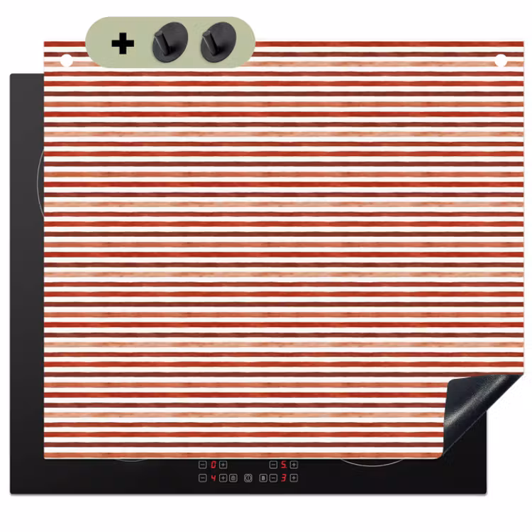 Inductie beschermer en spatscherm (2in1) - Nautisch - Chic - Strepen - Rood — 1