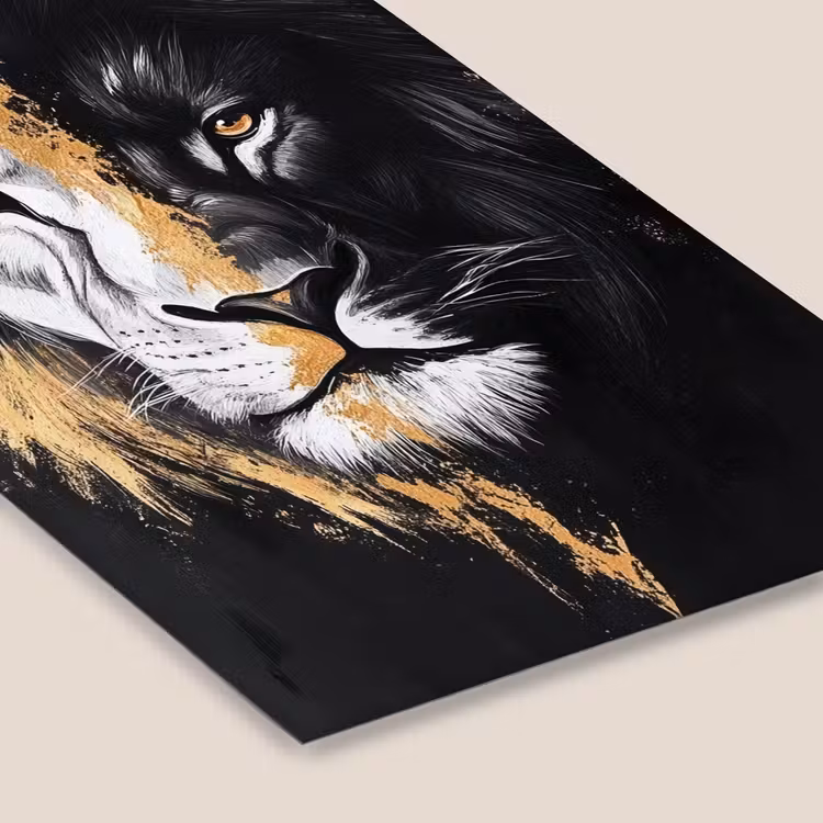 Poster met lijst - Leeuw - Gesplitst - Zwart - Lijn — 7