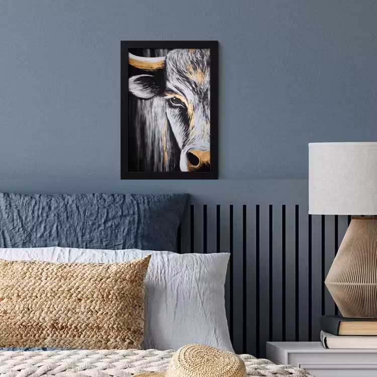 Poster met lijst - Stier - Hoorns - Snuit - Goud — 3