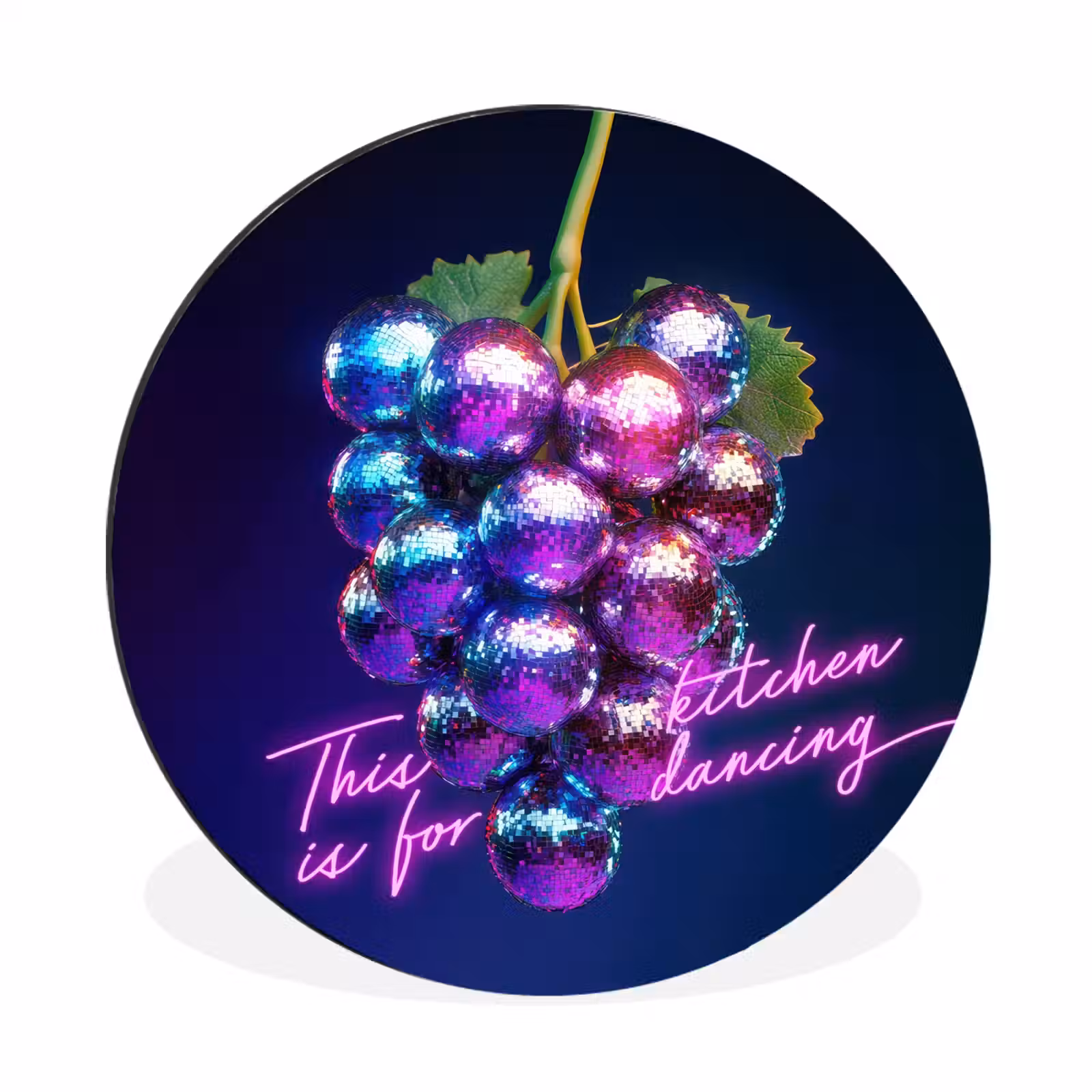 Muurcirkel - aluminium - Quote - Neon - Disco - Druiven — 1