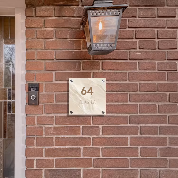 Naambordje voordeur - Vierkant - Beige - Marmer - Modern — 3
