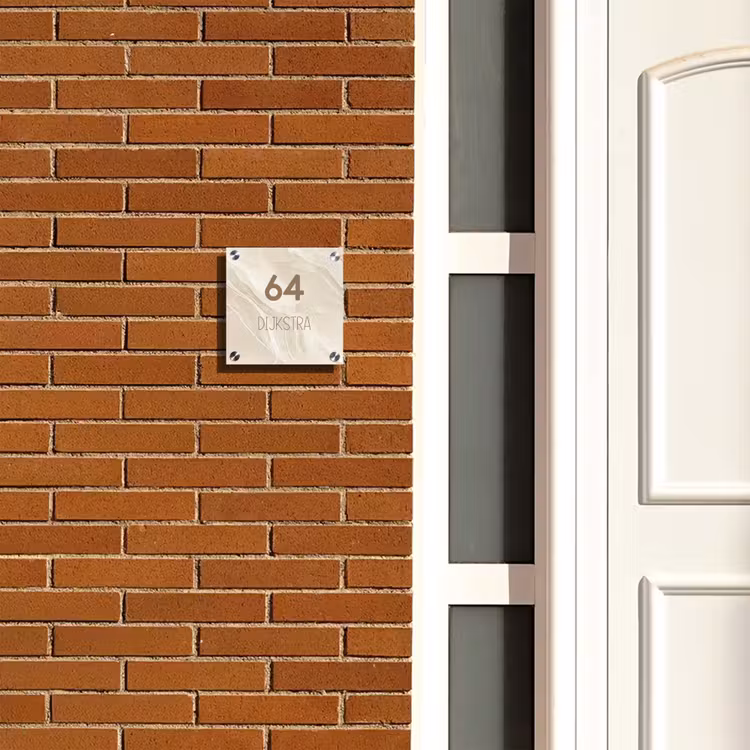 Naambordje voordeur - Vierkant - Beige - Marmer - Modern — 5
