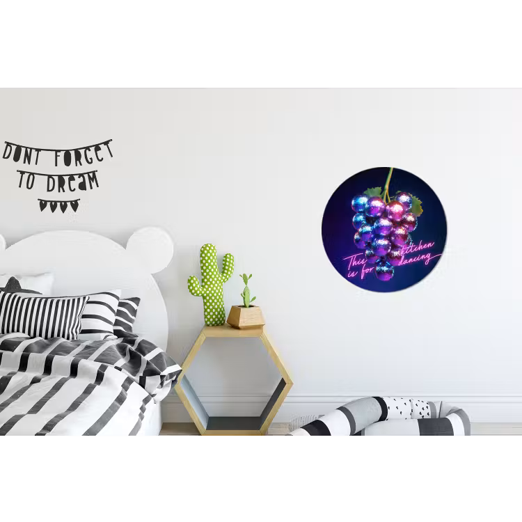 Muurcirkel - aluminium - Quote - Neon - Disco - Druiven — 5