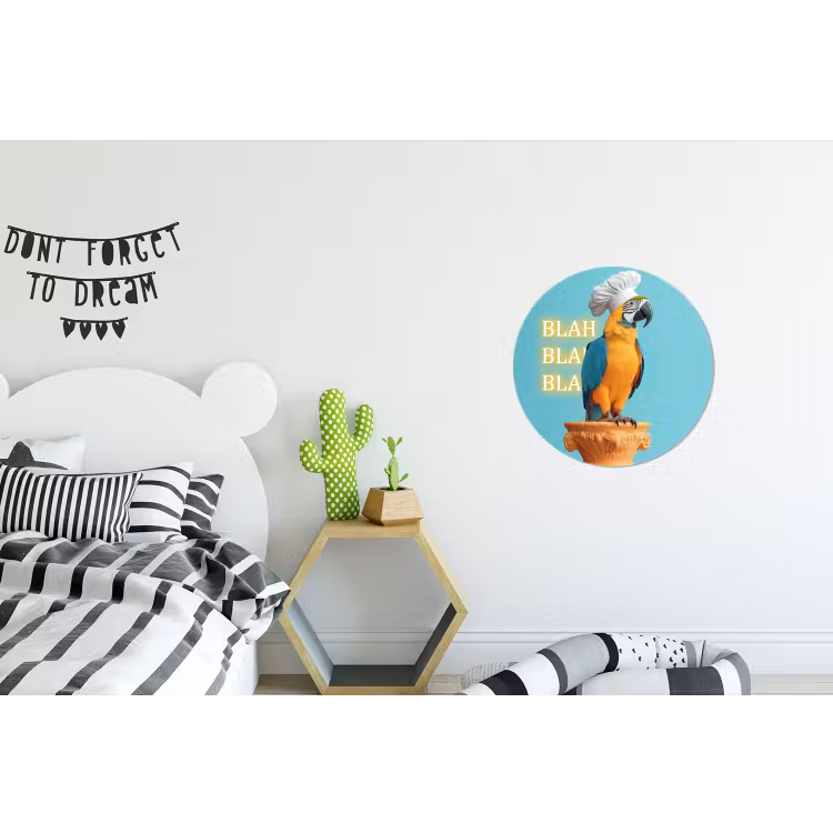 Wandcirkel - aluminium - Papegaai - Koksmuts - Quote - Neon — 5