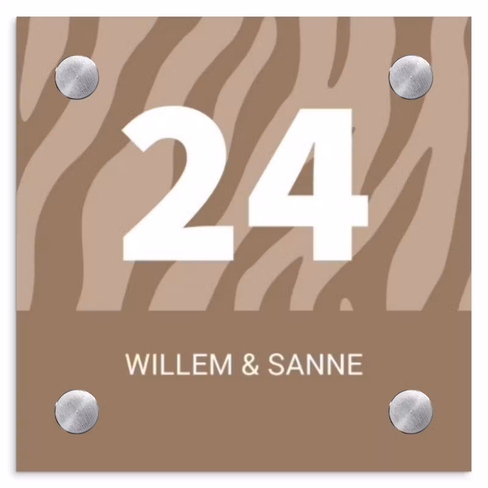 Naambordje voordeur - Vierkant - Beige zebra - Klassiek — 1