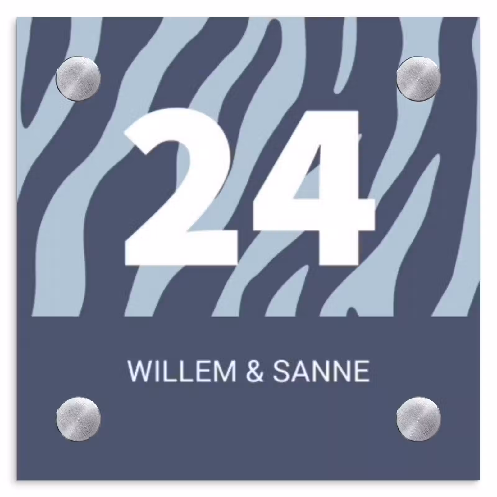 Naambordje voordeur - Vierkant - Blauw zebra - Klassiek — 1