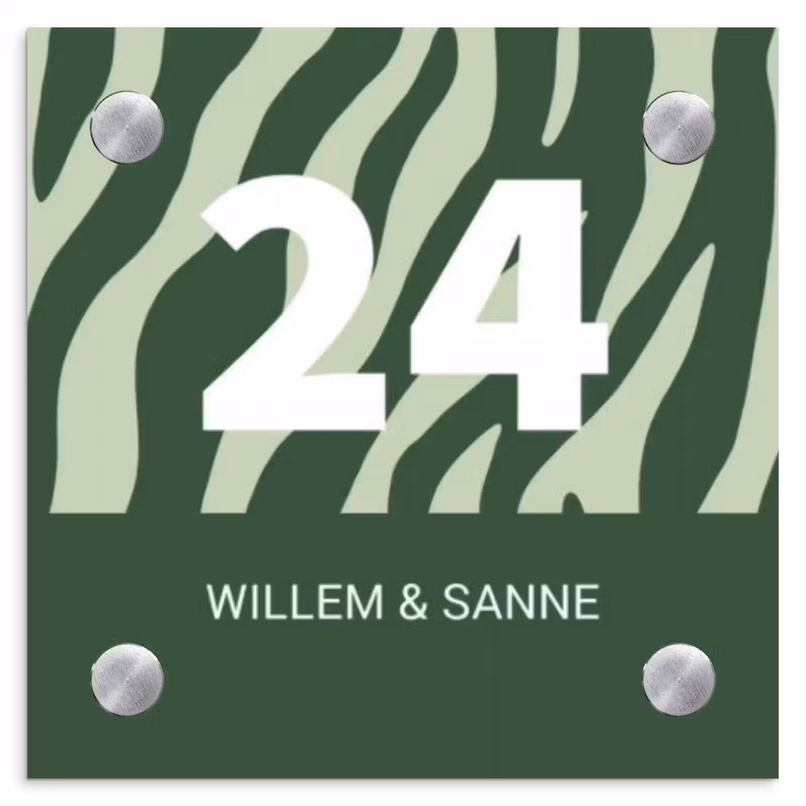 Naambordje voordeur - Vierkant - Groen zebra - Klassiek — 1