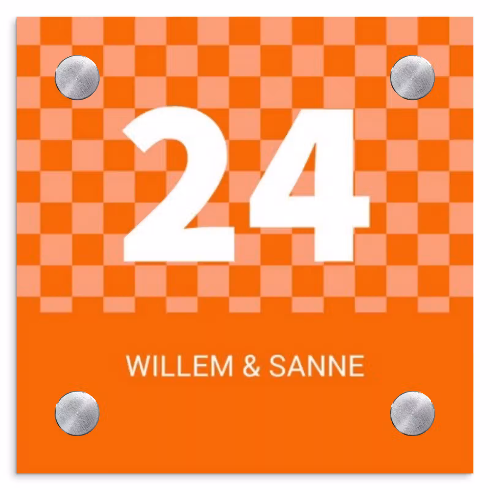 Naambordje voordeur - Vierkant - Oranje - Blokjes - Klassiek — 1
