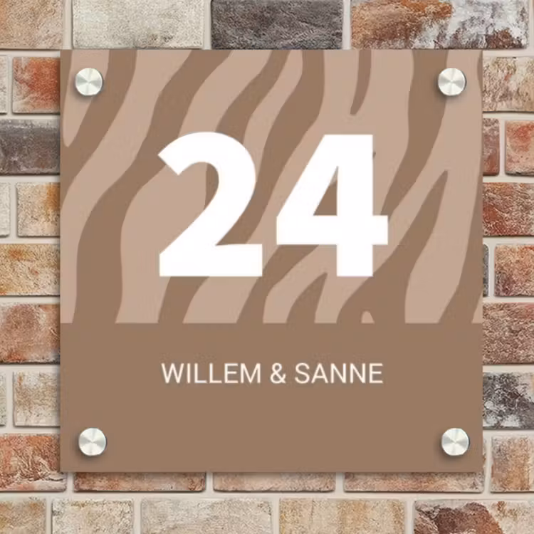 Naambordje voordeur - Vierkant - Beige zebra - Klassiek — 4