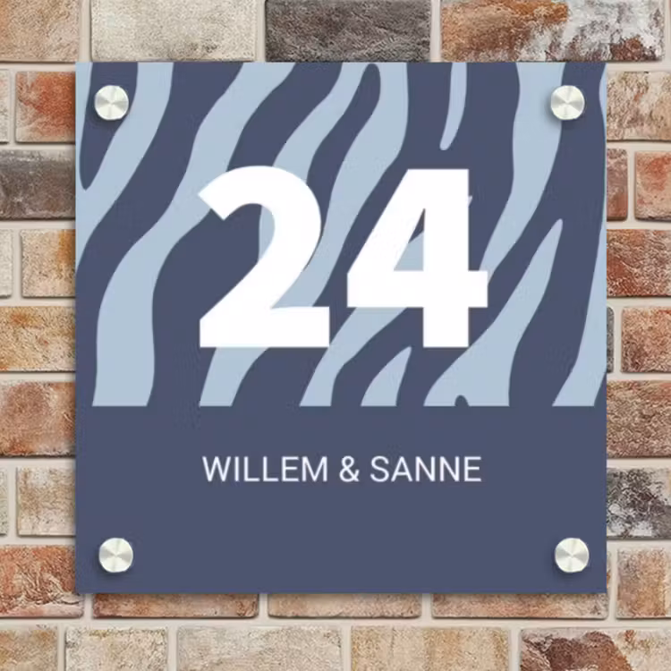 Naambordje voordeur - Vierkant - Blauw zebra - Klassiek — 4