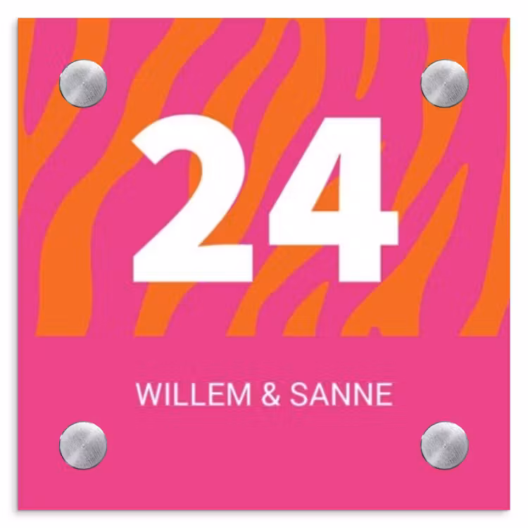 Naambordje voordeur - Vierkant - Fel - Zebra - Klassiek — 1