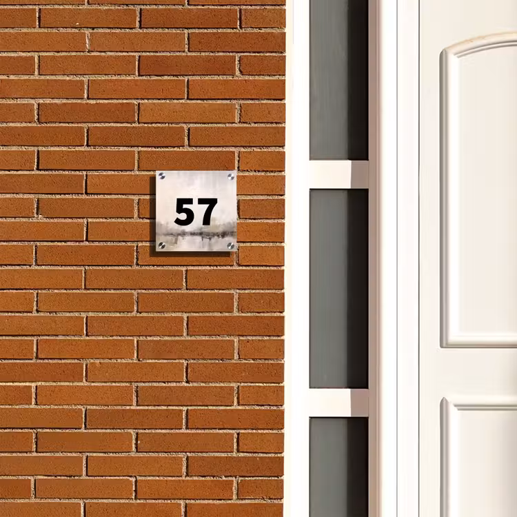 Naambordje voordeur - Vierkant - Geschilderd - Alleen nummer — 5
