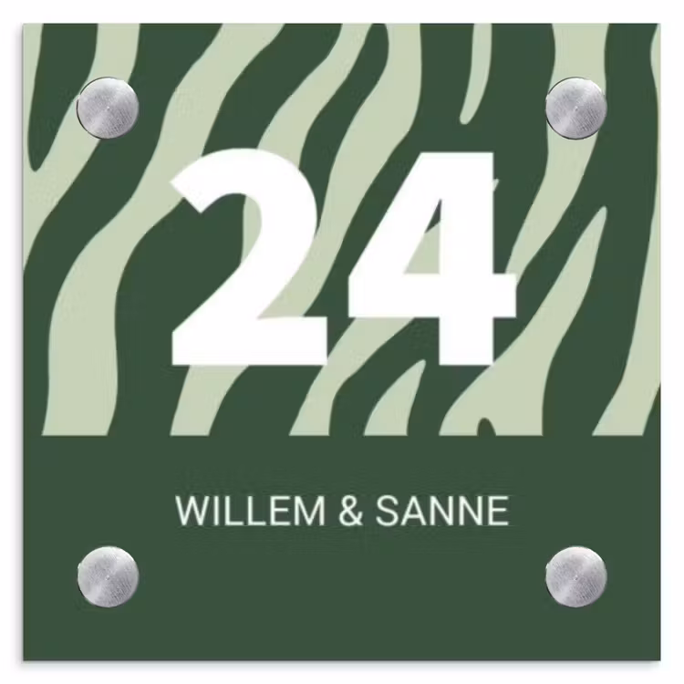Naambordje voordeur - Vierkant - Groen zebra - Klassiek — 1