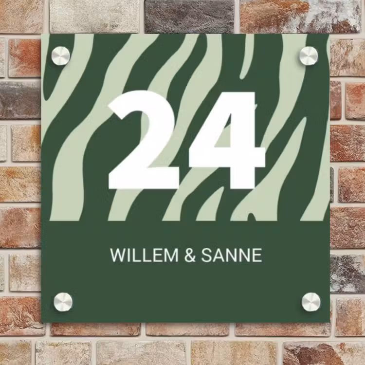 Naambordje voordeur - Vierkant - Groen zebra - Klassiek — 4