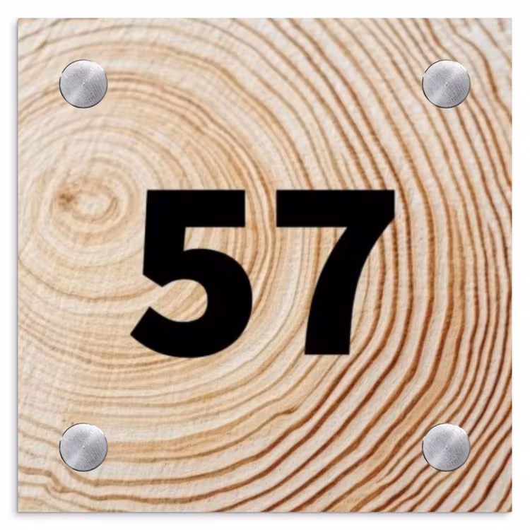 Naambordje voordeur - Vierkant - Houten nerf - Traditioneel — 1