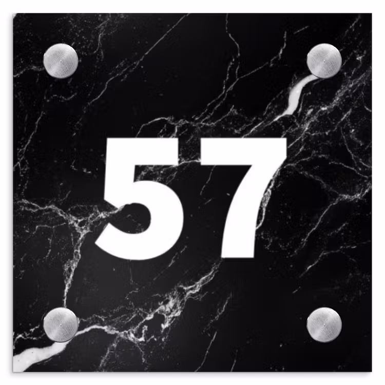 Naambordje voordeur - Vierkant - Marmer - Alleen nummer — 1