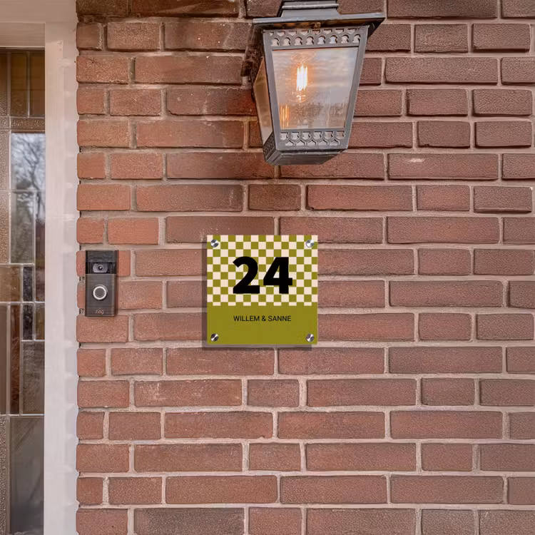 Naambordje voordeur - Vierkant - Olijfgroen - Blokjes - Nummer en voornamen — 3
