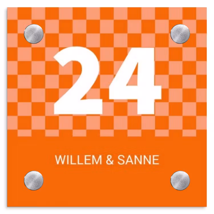 Naambordje voordeur - Vierkant - Oranje - Blokjes - Klassiek — 1