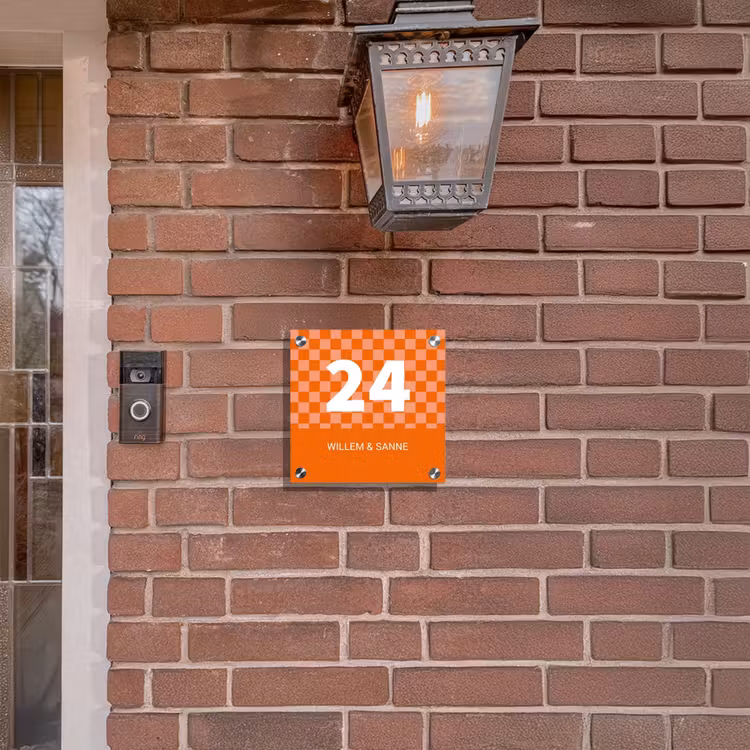 Naambordje voordeur - Vierkant - Oranje - Blokjes - Klassiek — 3