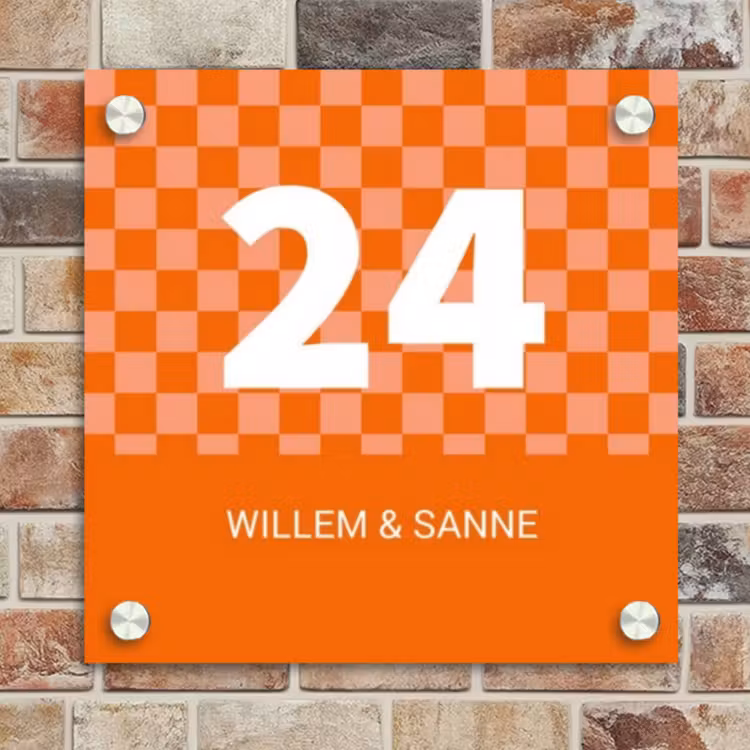 Naambordje voordeur - Vierkant - Oranje - Blokjes - Klassiek — 4