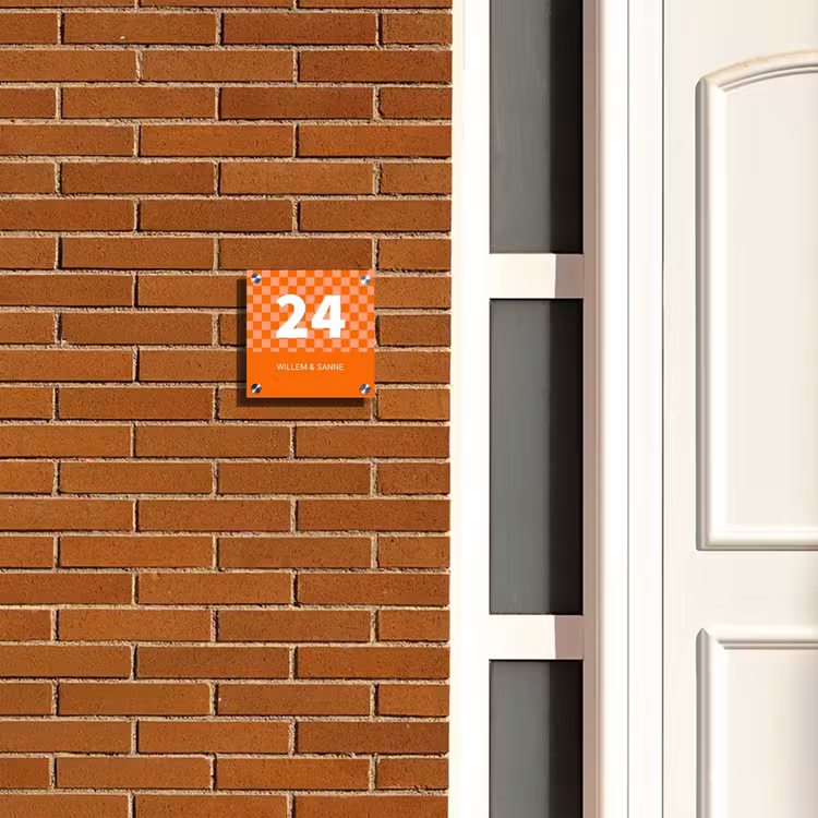 Naambordje voordeur - Vierkant - Oranje - Blokjes - Klassiek — 5