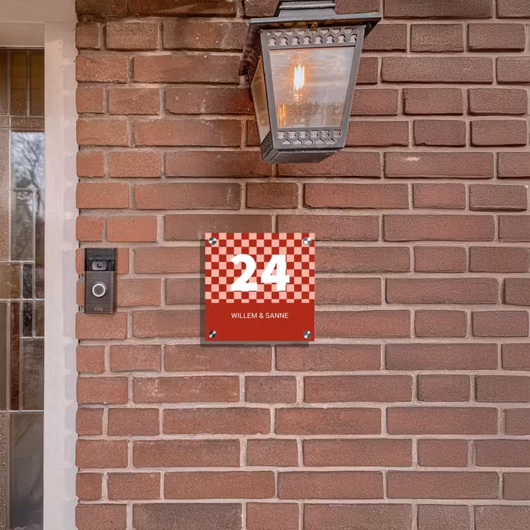 Naambordje voordeur - Vierkant - Rood - Blokjes - Klassiek — 3