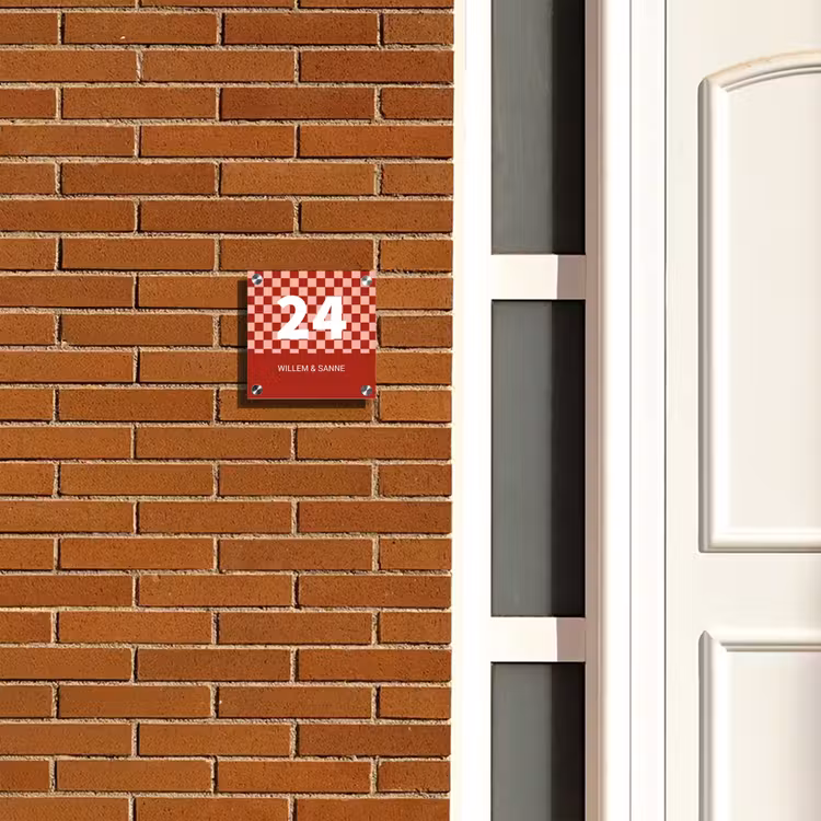 Naambordje voordeur - Vierkant - Rood - Blokjes - Klassiek — 5