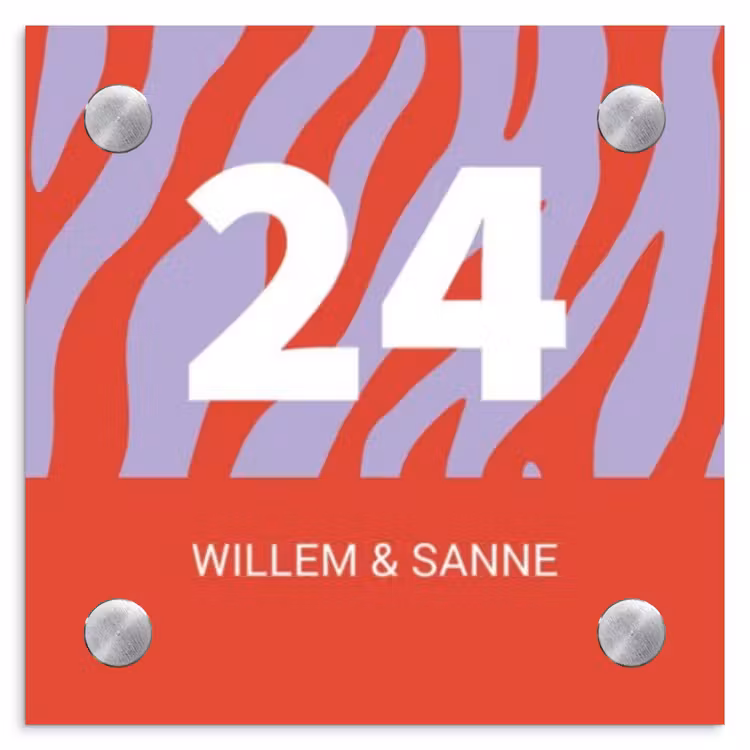 Naambordje voordeur - Vierkant - Rood - Paars - Zebra - Klassiek — 1