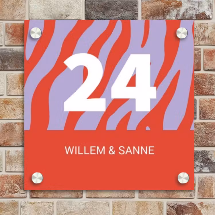Naambordje voordeur - Vierkant - Rood - Paars - Zebra - Klassiek — 4