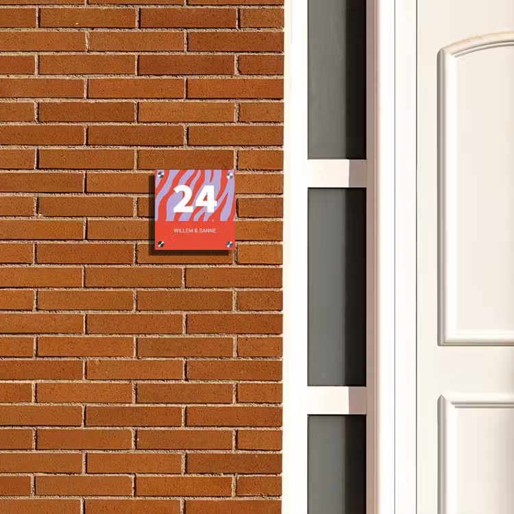 Naambordje voordeur - Vierkant - Rood - Paars - Zebra - Klassiek — 5