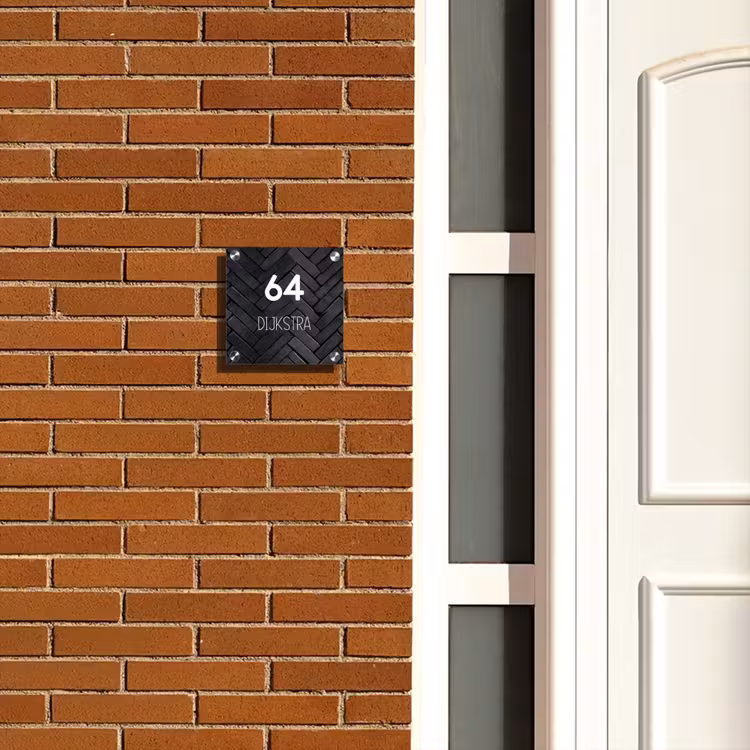 Naambordje voordeur - Vierkant - Zwarte stenen - Modern — 5