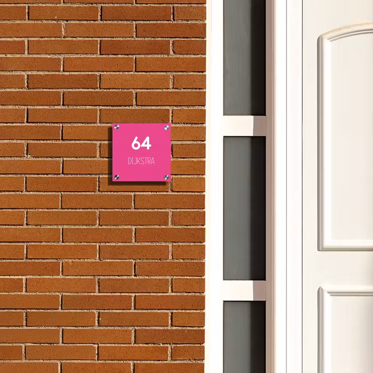 Naambordje voordeur - Vierkant - Felroze - Modern — 5