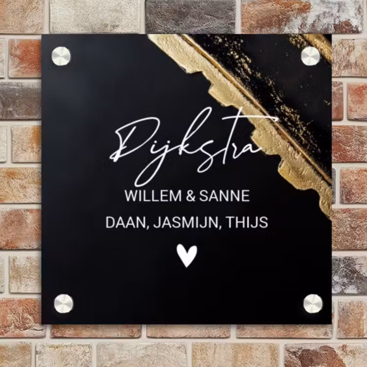 Naambordje voordeur - Vierkant - Gouden hoek - Sierlijk — 4