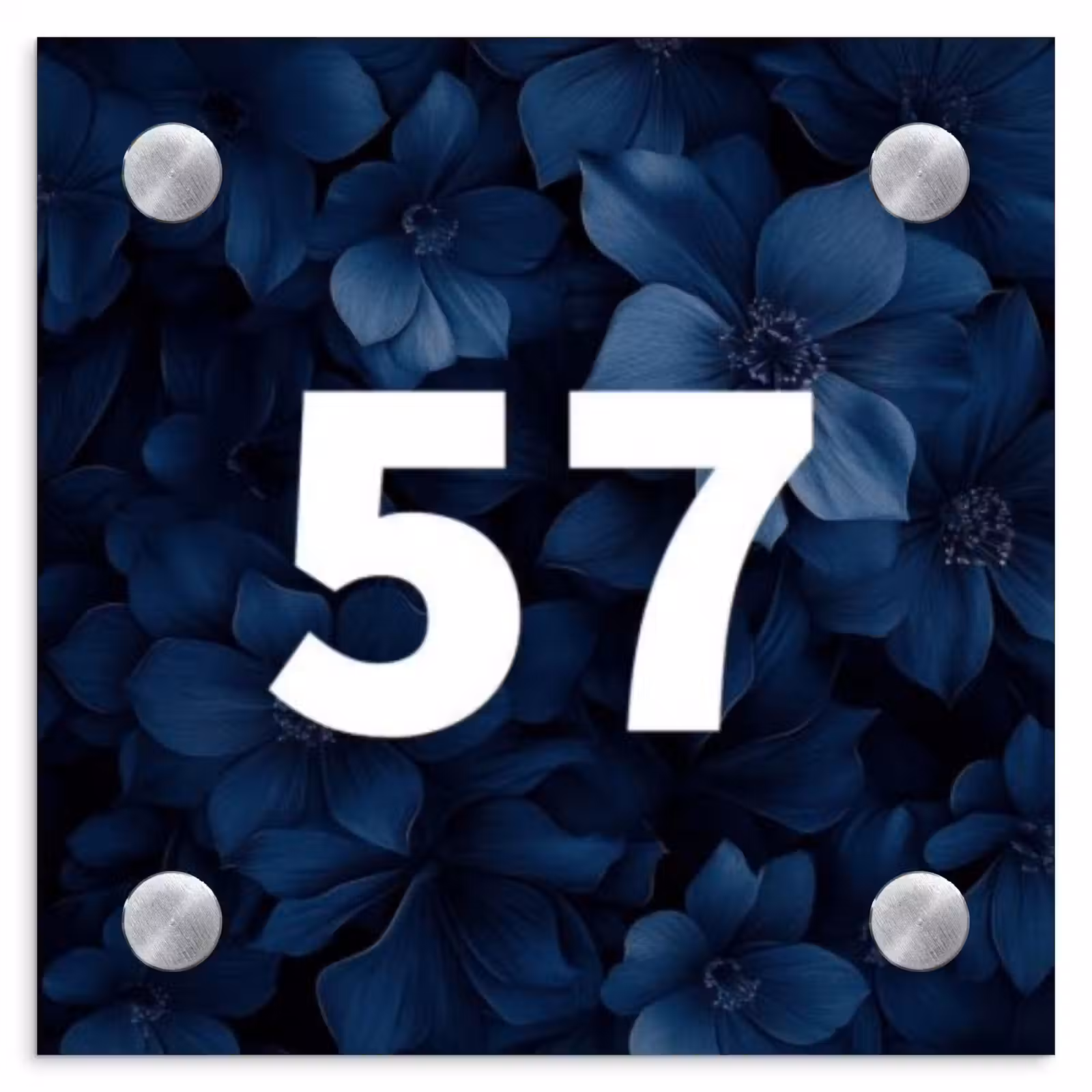 Naambordje voordeur - Vierkant - Blauwe bloemen - Traditioneel — 1