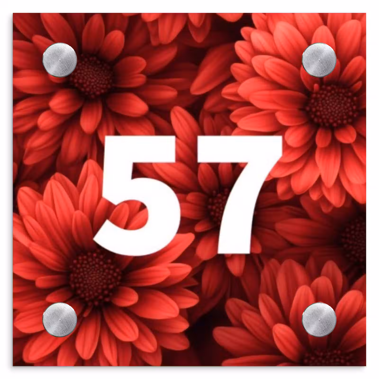 Naambordje voordeur - Vierkant - Rode bloemen - Traditioneel — 1