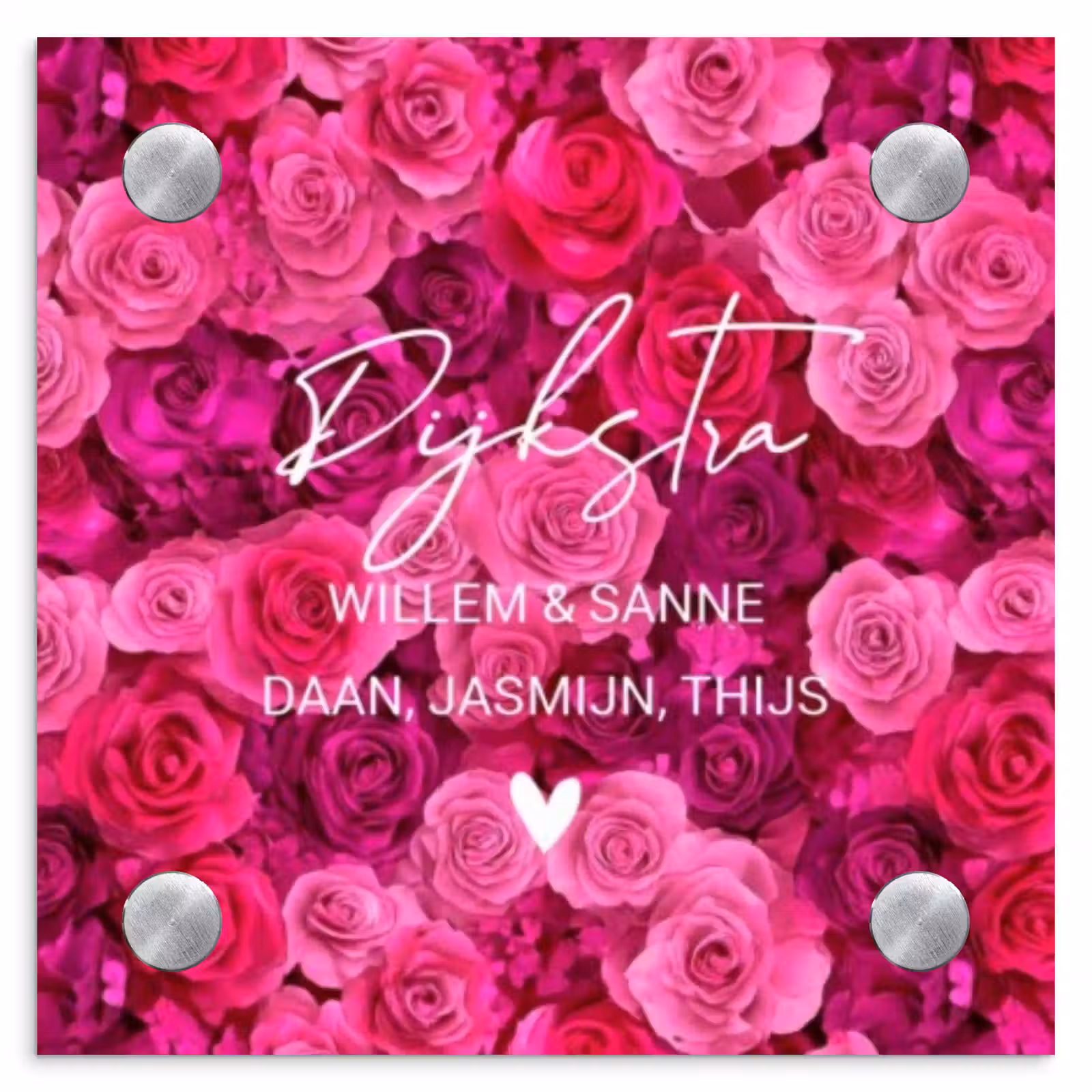 Naambordje voordeur - Vierkant - Roze rozen - Sierlijk — 1