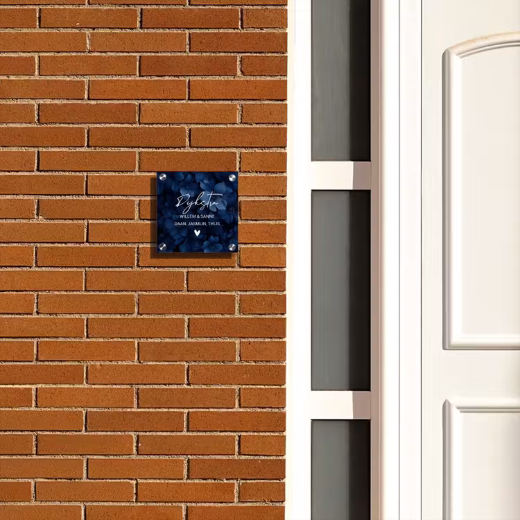 Naambordje voordeur - Vierkant - Blauwe bloemen - Sierlijk — 5