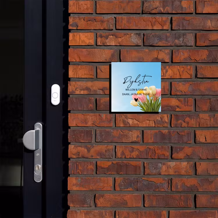 Naambordje voordeur - Vierkant - Gekleurde tulpen lucht - Sierlijk — 2