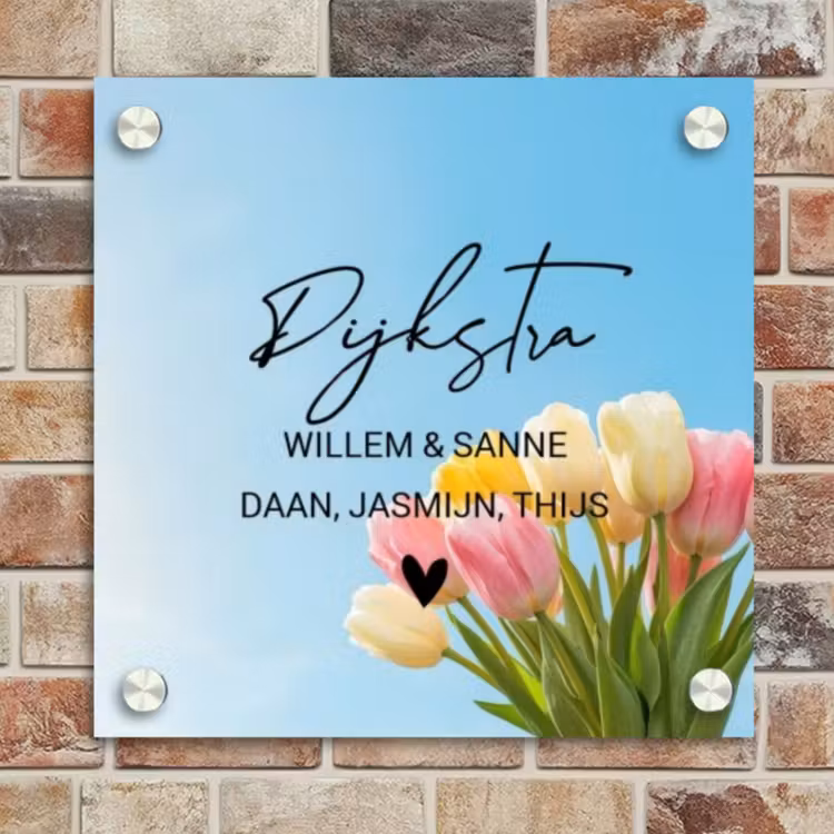 Naambordje voordeur - Vierkant - Gekleurde tulpen lucht - Sierlijk — 4